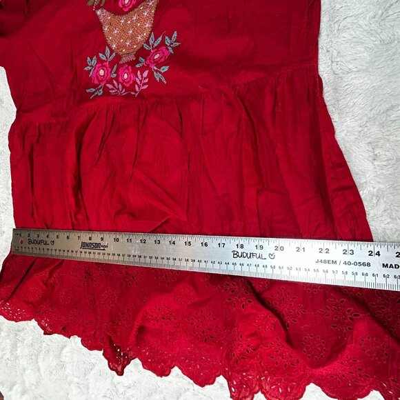 Gudrun Sjöden Women's Okarina Blouse Organic Cotton Embroidered Top Large Red - Picture 8 of 9